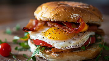 Savory Breakfast Sandwich - Gourmet Morning Delight, breakfast, bacon, burger HD wallpaper