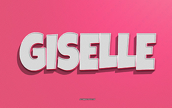 Giselle, pink lines background, with names, Giselle name, female names, Giselle greeting card, line art, with Giselle name HD wallpaper