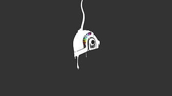 Preview minimalism, daft punk, hat, black background, color HD wallpaper