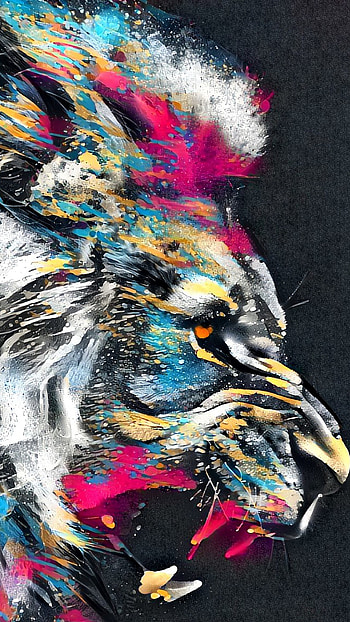 Digital Lion, feather, magenta HD phone wallpaper
