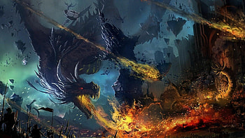 Dark dragons, Mysterious creatures, Sinister aura, Shadowy allure HD wallpaper