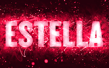 Happy Birtay Estella, , pink neon lights, Estella name, creative, Estella Happy Birtay, Estella Birtay, popular american female names, with Estella name, Estella HD wallpaper