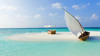 Preview maldives, beach, tropical, sea, sand, island, boat HD wallpaper
