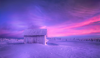 Old Barn in Winter at Twilight, Winter, graphy, Snow, Barns, Nature, Sunsets, Sky HD wallpaper