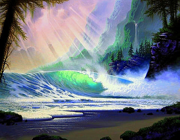 ★Pacific Magical★, oceans, tropical, colors, waves, scenery, magical, bright, trees, mountains, stunning, Pacific, attractions in dreams, paintings, beautiful, seasons, panoramic view, creative pre-made, summer, love four seasons, light, cool, nature, beam HD wallpaper
