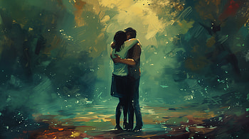 Intimate Embrace Artwork, hug, embrace, couple, love, romance HD wallpaper