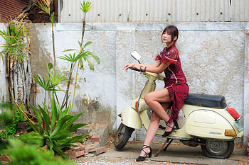 Asian Model, Women, Model, Asian, scooter HD wallpaper
