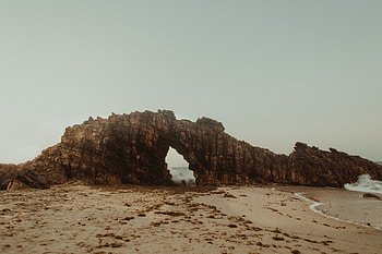 Rocks, arch, coast, beach HD wallpaper