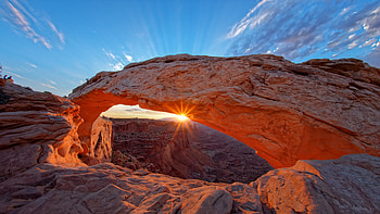 Nature, Sun, Rock, Rays, Beams, Stone, Arch HD wallpaper