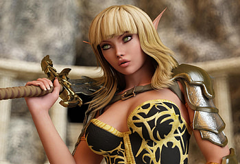 Elf, fantasy, 3d, warrior HD wallpaper