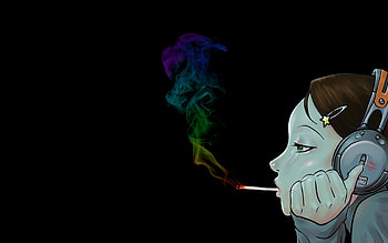 solitude, smoke, girl, black HD wallpaper