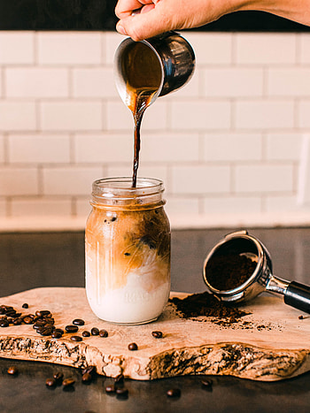 Food, Coffee, Hand, Glass, Drink, Beverage, Coffee Beans, Milk HD phone wallpaper
