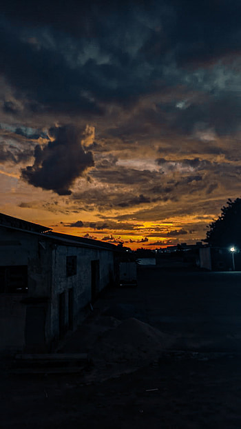 Sunset in an abandoned house, urban, black, dark, sunset HD phone wallpaper