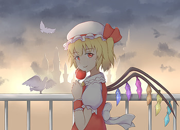Cute, witch, Flandre Scarlet, art HD wallpaper