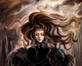 Ptitsa Sirin, feathered, fantasy, pretty, tears, beautiful, hair, woman HD wallpaper