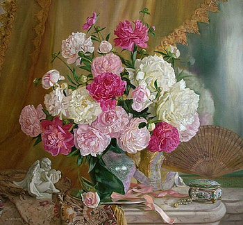 Efremov. Still Life with Peonies, still life, peonies, efremov, flower HD wallpaper