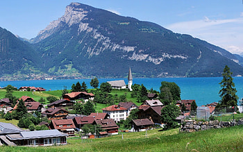 Urban city Lake Thun, Charming Swiss village, Mountain vacations, Stunning beauty HD wallpaper