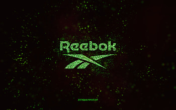 Reebok glitter logo, , black background, Reebok logo, green glitter art, Reebok, creative art, Reebok green glitter logo HD wallpaper