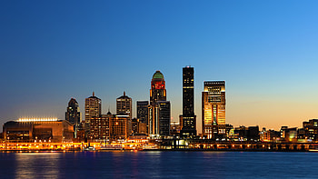 Louisville skyline, Night view, Kentucky, Distinguished justice advocates HD wallpaper