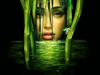 SEAMAID, abstract, water, green HD wallpaper