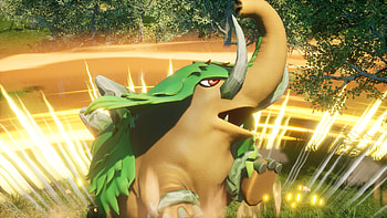 Palworld Creature Encounter, video game, Palworld, elephant, battle, nature HD wallpaper