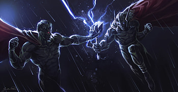 Superman Vs Thor, superman, thor, artist, artwork, artstation, digital-art, superheroes HD wallpaper