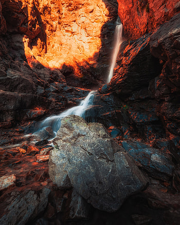 Nature, Stones, Rocks, Shine, Light, Waterfall, Flow, Stream HD phone wallpaper