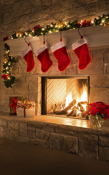 Christmas Fireplace, Holiday joy, Festive spirit, Cheerful celebration HD phone wallpaper