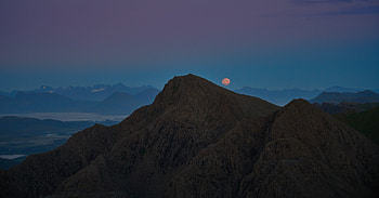 Moon Over Mountain , moon, mountains, nature HD wallpaper