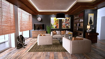 Inviting living room interior featuring modern design with cozy furnishings and stylish decor. HD wallpaper