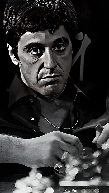 Tony montana, Toni montana, cara cortada, monochrome graphy, u, Hollywood, graph, scarface, alpacino, al pacino, vintage, , caracortada HD phone wallpaper