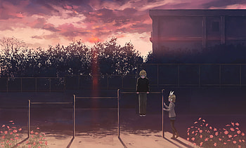 Play Time, playground, kagamine rin, vocaloid, school, kagamine len, sunset HD wallpaper