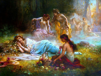 ★Sleeping in the Forest★, nymph, colors, fantasy aficionados, scenery, scenic, sleep, splendid, most ed, woods, attractions in dreams, paradise, weird things people wear, forests, paintings, beautiful, creative pre-made, angels, love four seasons, lakes, pretty, romantic, flowers, lovely HD wallpaper