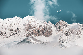 Nature, Mountains, Clouds, Snow, Vertex, Tops, Plane, Airplane HD wallpaper