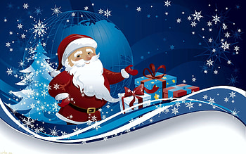 Santa's Coming, flight, artwork, sky, stars HD wallpaper