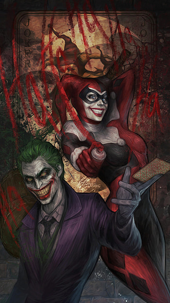 Artwork, Harley Quinn and Joker HD phone wallpaper