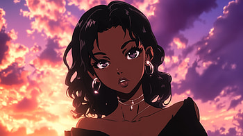 Stunning Black Anime Girl - Ultra, Anime, black anime girl, portrait, character design, anime sunset HD wallpaper