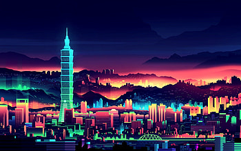 City lights in neon, Vibrant neon signs, Nighttime atmosphere HD wallpaper