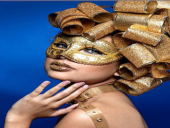 WOMAN IN GOLD MASK, mask, carneval, gold, woman HD wallpaper