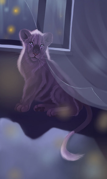 Art, Night, Lion, Window HD phone wallpaper