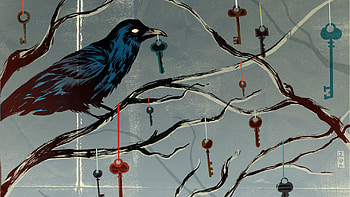 Art, Branch, Keys, Raven HD wallpaper