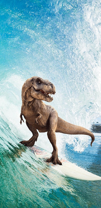 Surfing, Tyrannosaurus Rex HD phone wallpaper