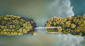 Aerial view, islands, bridge HD wallpaper