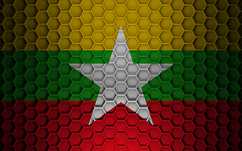 Myanmar flag, 3d hexagons texture, Myanmar, 3d texture, Myanmar 3d flag, metal texture, flag of Myanmar HD wallpaper