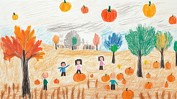 Autumn Harvest Festival, Autumn, harvest festival, pumpkin patch, drawing, child HD wallpaper