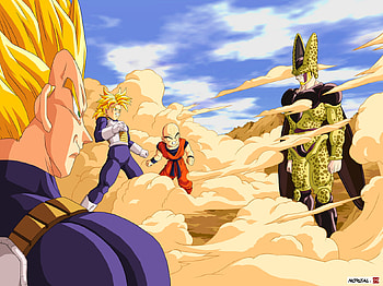 Z Fighters Vs Cell, z fighters, anime, dragonball, cell HD wallpaper