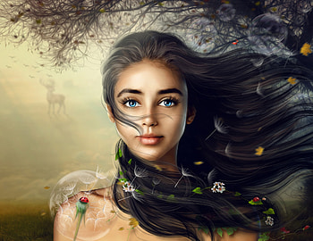 ღ, Flowers, Painting, Dandelions, Ladybugs HD wallpaper