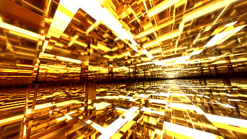Vivid Gold Glass Tunnels in, gold, bright, yellow, white, light, Abstract, 3D HD wallpaper