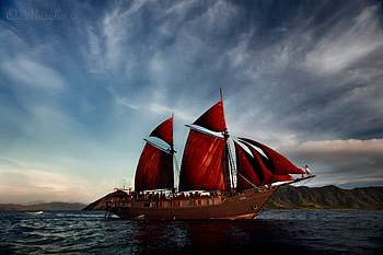 Red Sail, sea, sailboat, land, red HD wallpaper