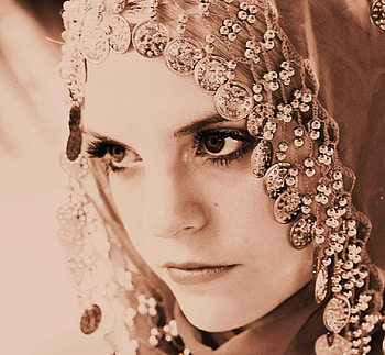 Captured Innocence, model, hood, eyes, face, coins, beauty, female HD wallpaper